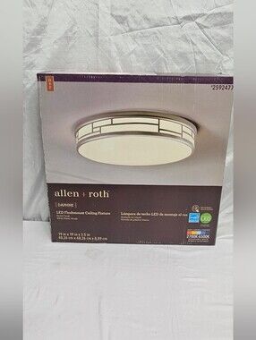 allen + roth Daphne LED Flushmount Ceiling Light in White #231..